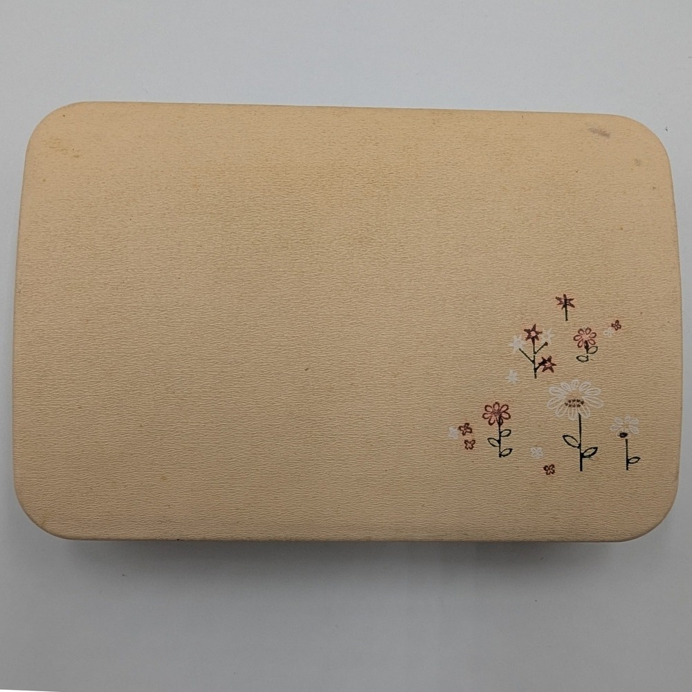 Farrington Jewelry Box Cream Floral Butterfly Ring Case Vintage USA Made